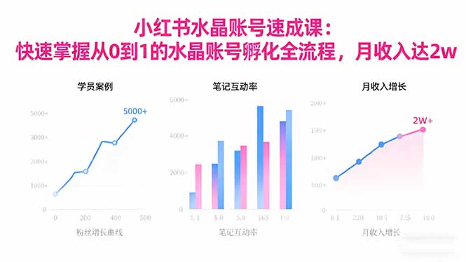 2025小红书水晶账号速成课:快速掌握从0-1水晶账号孵化全流程,月收入达2w-91资源站