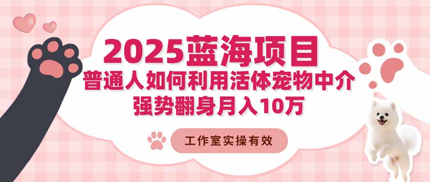 2025蓝海项目：普通人如何利用活体宠物中介，强势翻身月入10万 - 91资源站-91资源站