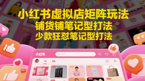 小红书虚拟店矩阵玩法,铺货铺笔记型打法,少款狂怼笔记型打法-91资源站
