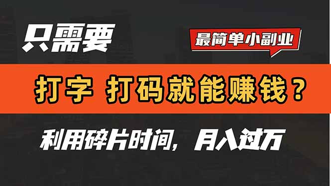 只需要打字，打码，就能赚钱？简单的赚钱小副业，利用碎片时间，月入过万 - 91资源站-91资源站