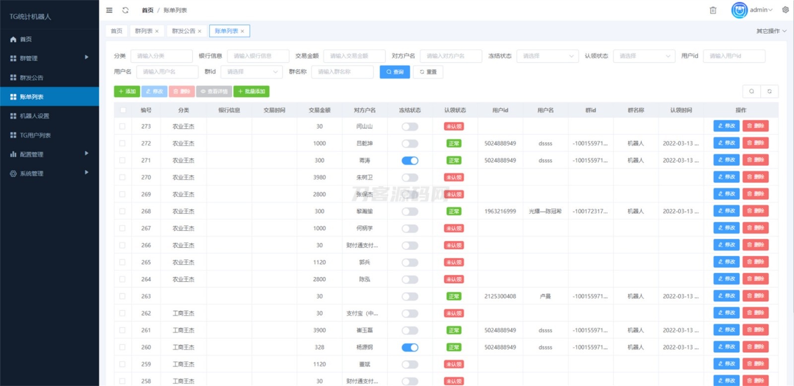 Telegram统计机器人源码/TG记账群发机器源码人/TG自动记账全开源版本 - 91资源站-91资源站