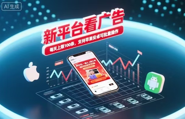 新台看广告，养好机一条5毛到5块，单机日入30到100，支持苹果安卓，可批量操作。 - 91资源站-91资源站