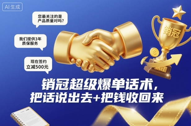 销冠超级爆单话术,把话说出去+把钱收回来-91资源站