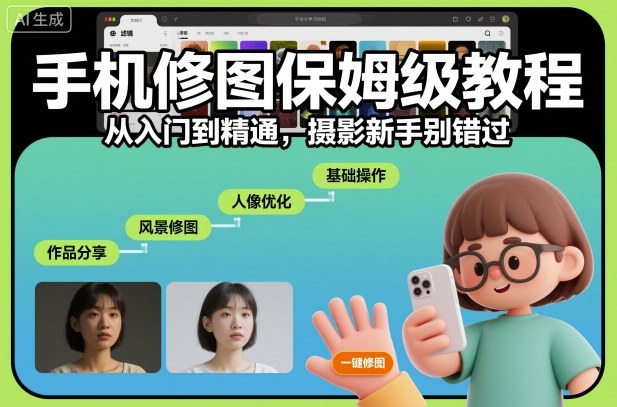 手机修图保姆级教程,从入门到精通,摄影新手别错过-91资源站