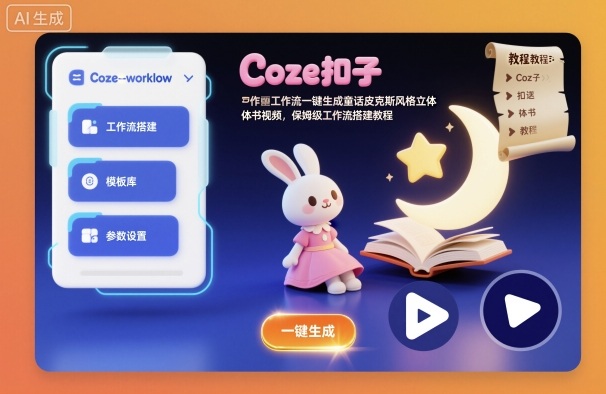 Coze扣子工作流一键生成童话皮克斯风格立体书视频,保姆级工作流搭建教程-91资源站
