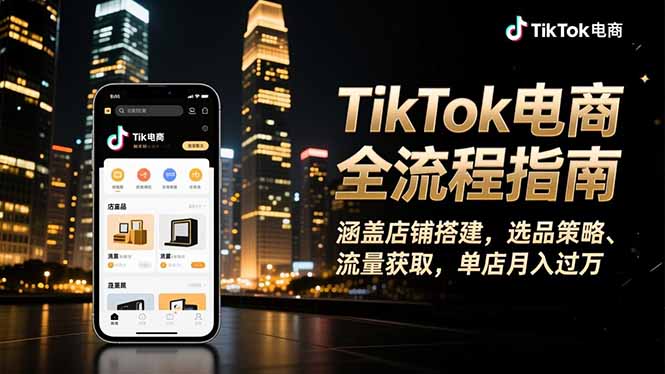 TikTok电商全流程指南,涵盖店铺搭建、选品策略、流量获取,单店月入过万-91资源站