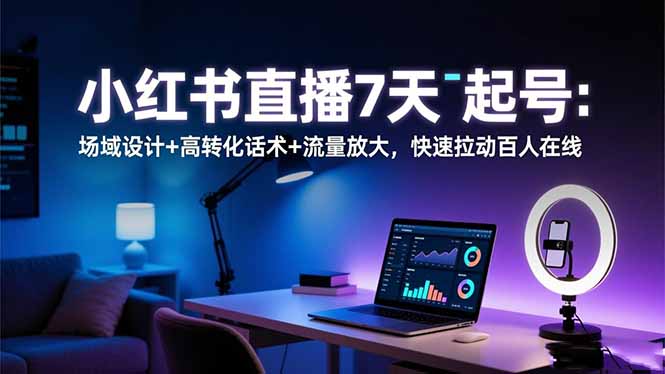 小红书直播7天起号：场域设计+高转化话术+流量放大，快速拉动百人在线 - 91资源站-91资源站