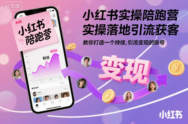 小红书实操陪跑营，实操落地引流获客，教你打造一个持续引流变现的账号 - 91资源站-91资源站
