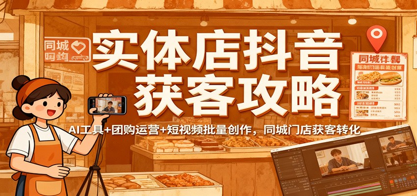 实体店抖音获客攻略：AI工具+团购运营+短视频批量创作，同城门店获客转化-91资源站