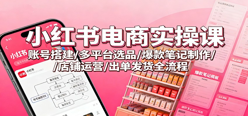 小红书电商实操课:账号搭建/多平台选品/爆款笔记制作/店铺运营/出单发货全流程 - 91资源站-91资源站