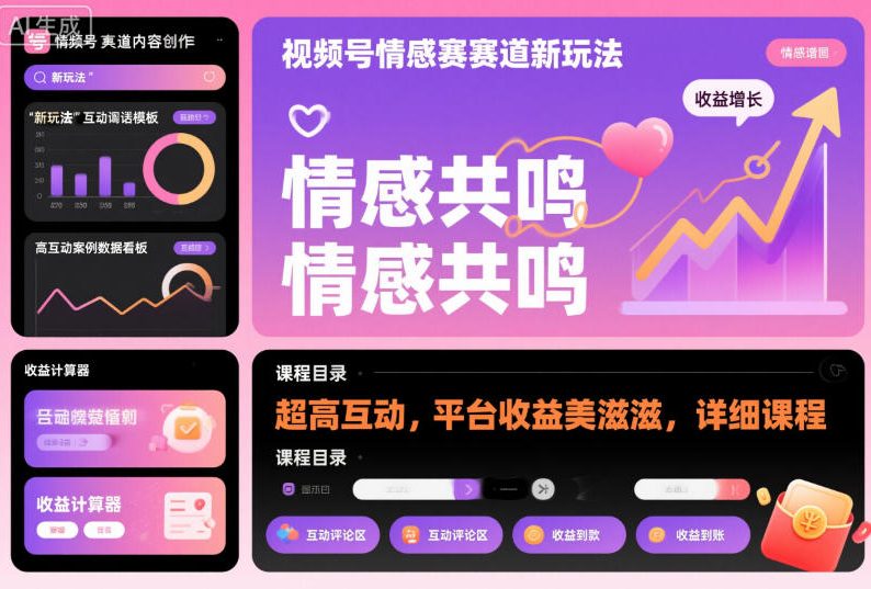 视频号情感赛道新玩法，超高互动，平台收益美滋滋，详细课程 - 91资源站-91资源站