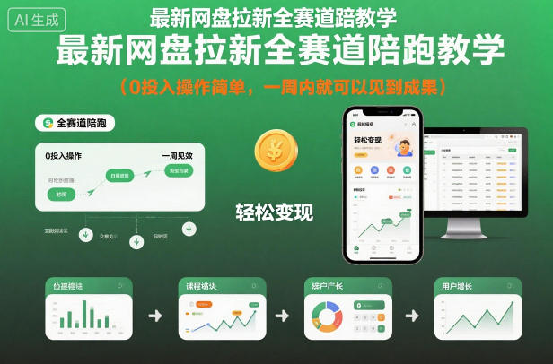 最新网盘拉新全赛道陪跑教学,0投入操作简单,一周内就可以见到成果-91资源站