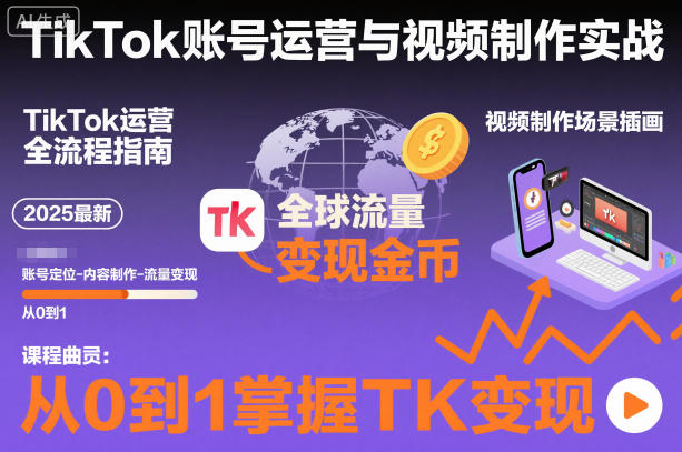 2025最新TikTok账号运营与视频制作实战全流程,从0到1掌握TK变现(含11月最新TK搬运技术)-91资源站