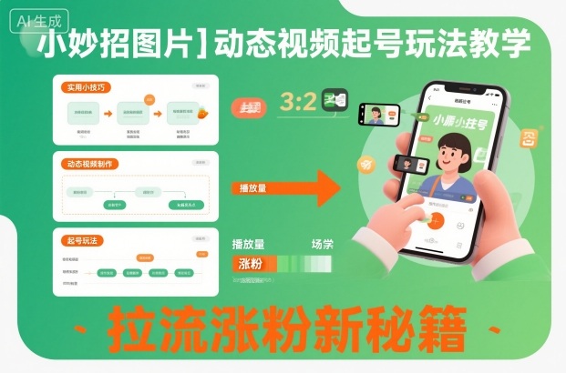 小妙招图片＋动态视频起号玩法教学，拉流涨粉新秘籍 - 91资源站-91资源站