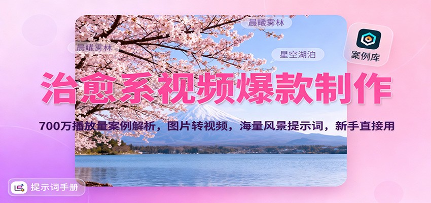 治愈系视频爆款制作，700万播放量案例解析，图片转视频，海量风景提示词，新手直接用-91资源站