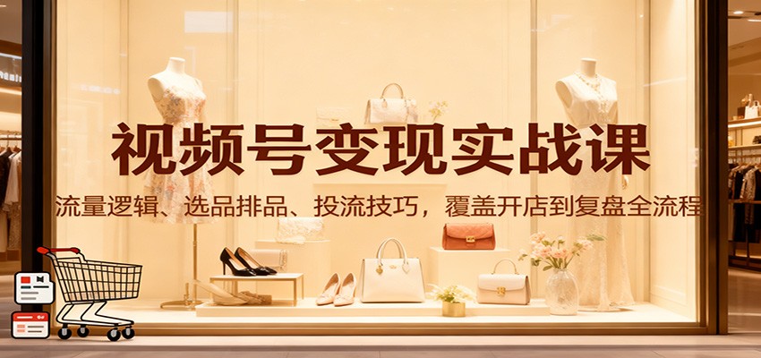 视频号变现实战课:流量逻辑、选品排品、投流技巧,覆盖开店到复盘全流程 - 91资源站-91资源站