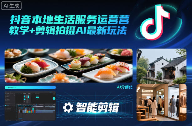 抖音本地生活服务运营教学+剪辑拍摄AI最新玩法-91资源站