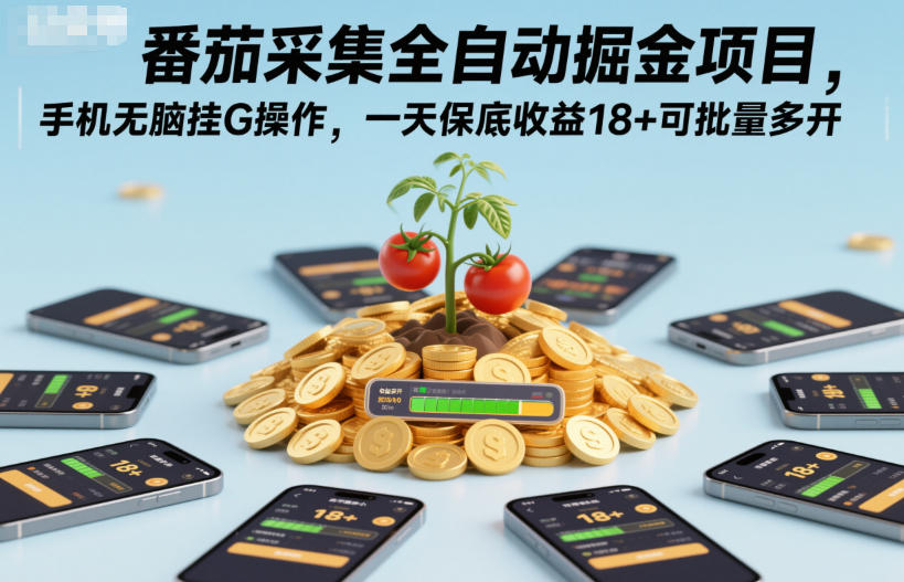 番茄采集全自动掘金项目,手机无脑挂G操作,一天保底收益18+可批量多开【揭秘】-91资源站