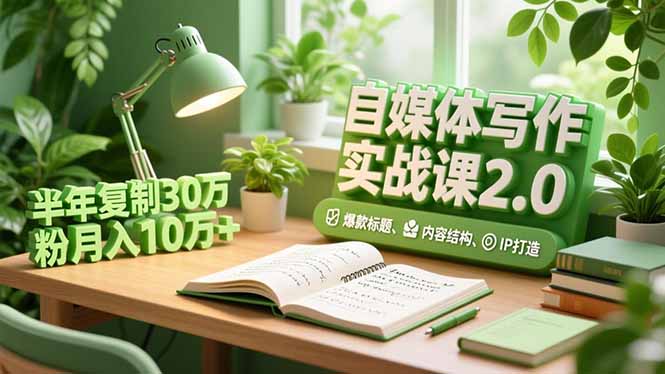 自媒体写作实战课2.0,爆款标题、内容结构、IP打造,半年复制30万粉月入10万+-91资源站