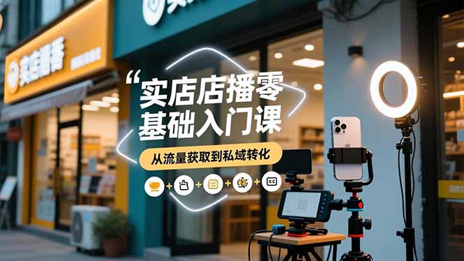 实体店播零基础入门课,实体店+短视频+直播+微信生态+私域社群,从流量获取到私域转化-91资源站