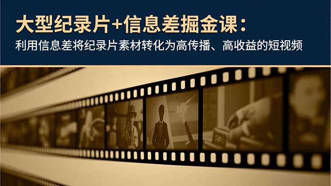 大型纪录片+信息差掘金课:利用信息差将纪录片素材转化为高传播、高收益的短视频-91资源站