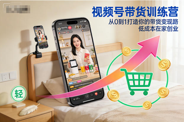 视频号带货训练营,从0到1打造你的带货变现路,低成本在家创业-91资源站