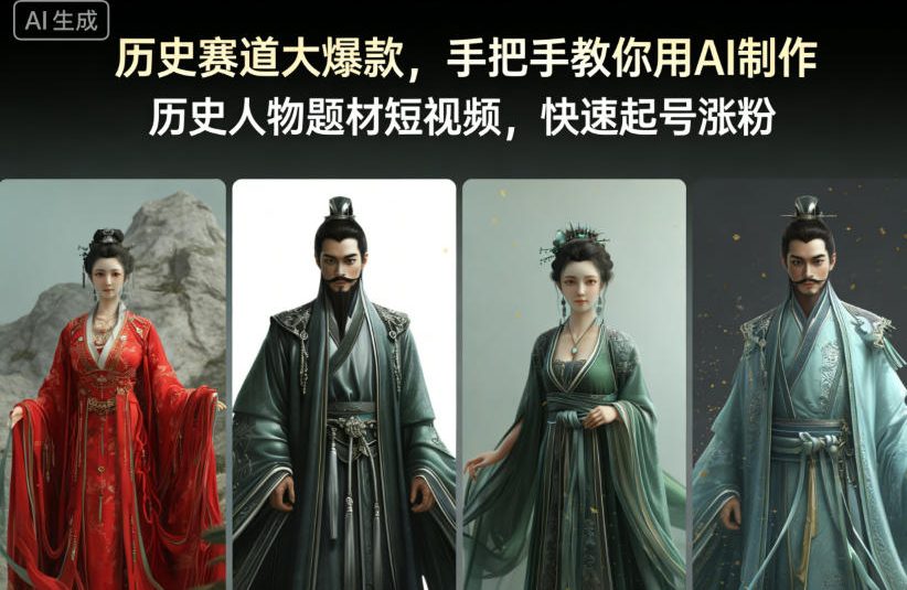 历史赛道大爆款,手把手教你用AI制作历史人物题材短视频,快速起号涨粉-91资源站