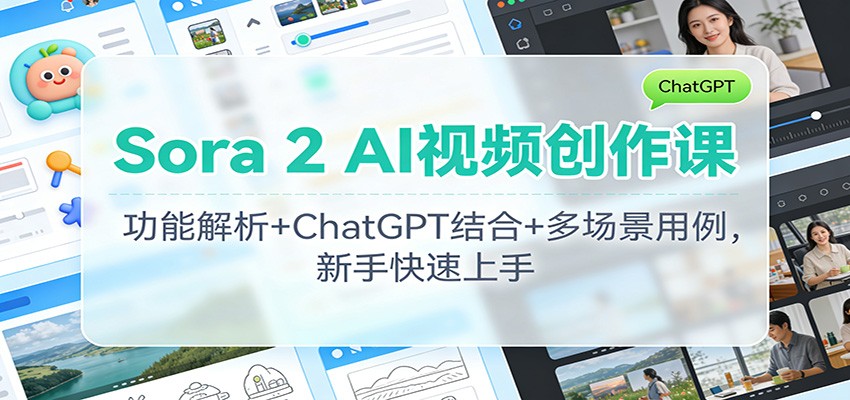 Sora 2 AI视频创作课:功能解析+ChatGPT结合+多场景用例,新手快速上手-91资源站