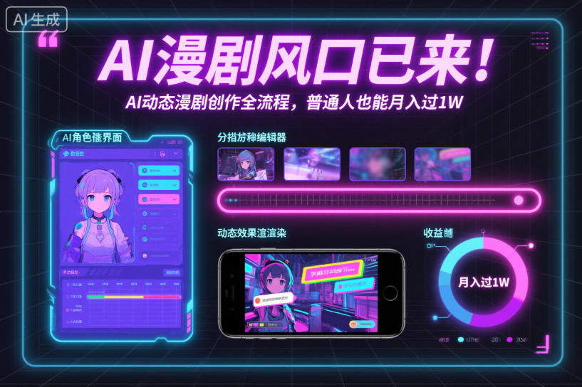 AI漫剧风口已来!AI动态漫剧创作全流程,普通人也能月入过1W-91资源站