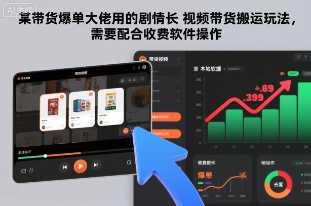 某带货爆单大佬用的剧情长视频带货搬运玩法,需要配合收费软件操作-91资源站