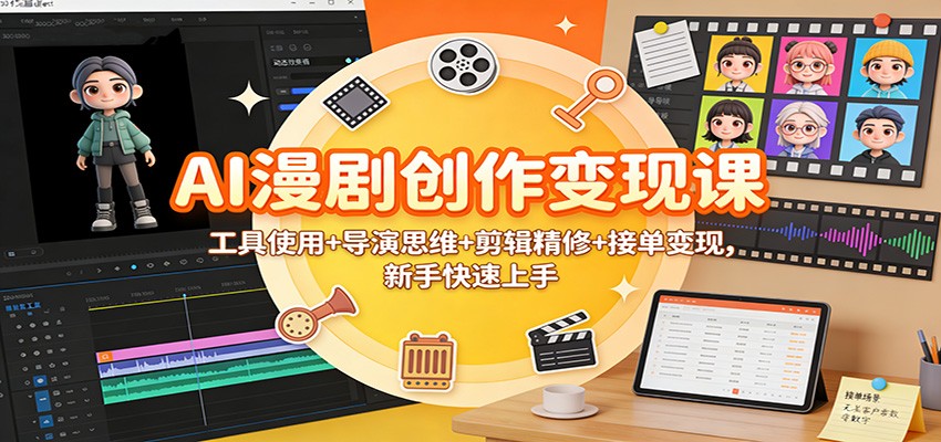 AI漫剧创作变现课:工具使用+导演思维+剪辑精修+接单变现,新手快速上手-91资源站
