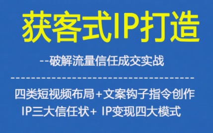 获客型IP打造，破解流量信任成，四类短视频布局+文案钩子指令创作IP三大信任状+IP变现四大模式 - 91资源站-91资源站