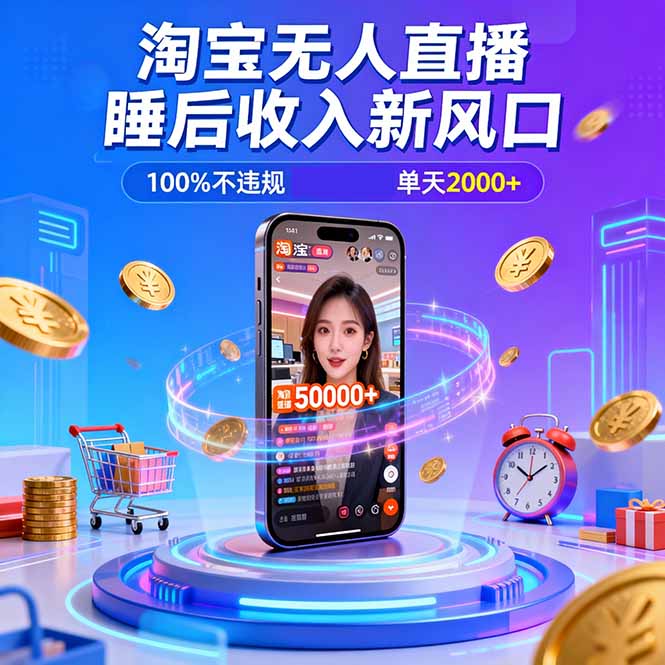 淘宝无人直播,不违规不封号,直播100小时卖了5万,年底旺季!-91资源站