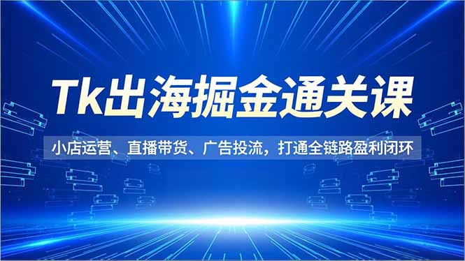 Tk出海掘金通关课,小店运营、直播带货、广告投流,打通全链路盈利闭环-91资源站