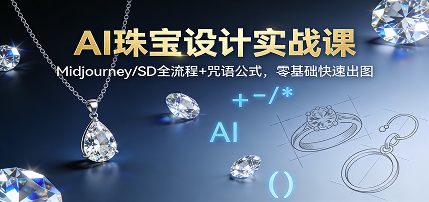 AI珠宝设计实战课:Midjourney/SD全流程+咒语公式,零基础快速出图-91资源站