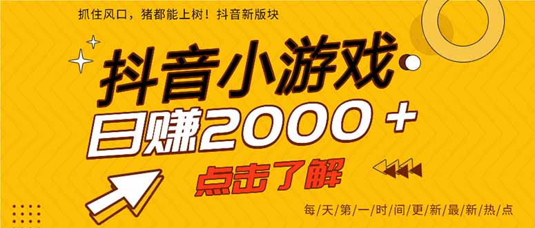 2025年爆火的抖音小游戏项目,一部手机日入2000+-91资源站