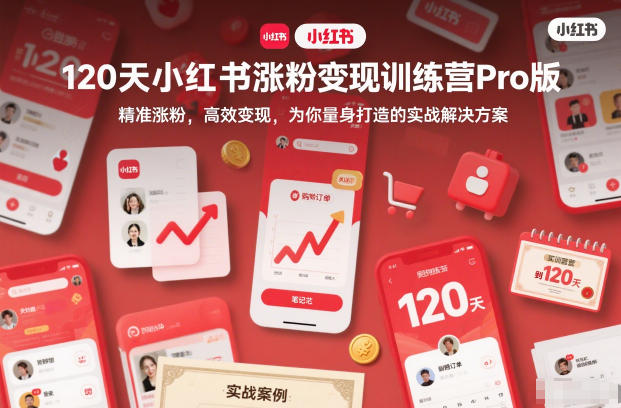 120天小红书涨粉变现训练营Pro版,精准涨粉,高效变现,为你量身打造的实战解决方案-91资源站