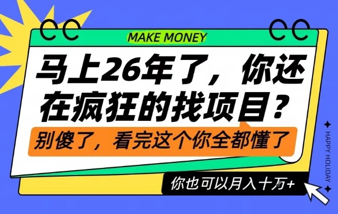 26年了,不要再疯狂的找项目了,看完这个你也可以月入十个W【揭秘】-91资源站