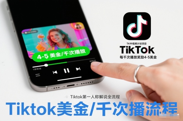 TK中视频计划项目,Tiktok第一人称解说流程,每干次播放奖励4-5美金-91资源站