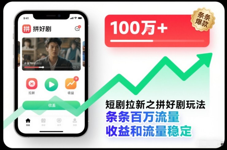 短剧拉新之拼好剧玩法，条条百万流量，收益和流量稳定-91资源站