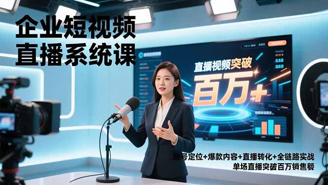 企业短视频直播系统课，账号定位+爆款内容+直播转化+全链路实战，单场直播突破百万销售额 - 91资源站-91资源站