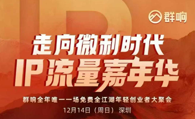 2025ip嘉年华万人12月14深圳线下课，走向微利时代，IP流量嘉年华，实操性极强的商业干货课 - 91资源站-91资源站