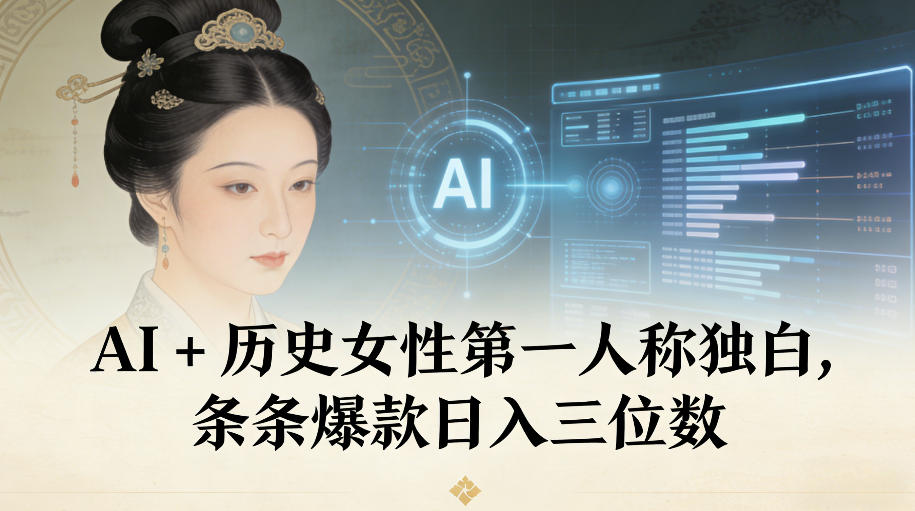 AI+历史女性第一人称独白，条条爆款日入三位数 - 91资源站-91资源站