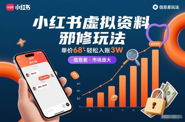 小红书虚拟资料邪修玩法，单价68，轻松入账3W，信息差玩法，市场庞大 - 91资源站-91资源站