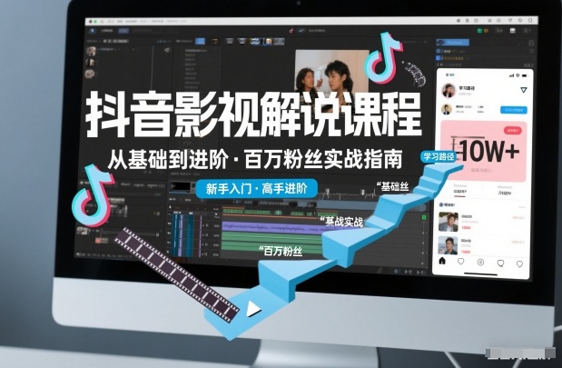 抖音百万粉丝影视解说课程，基础到进阶课，适合新手和进阶学习 - 91资源站-91资源站