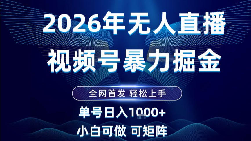 2026最新视频号无人直播掘金，全网首发，小白可以玩，长期稳定日入1k+【揭秘】 - 91资源站-91资源站