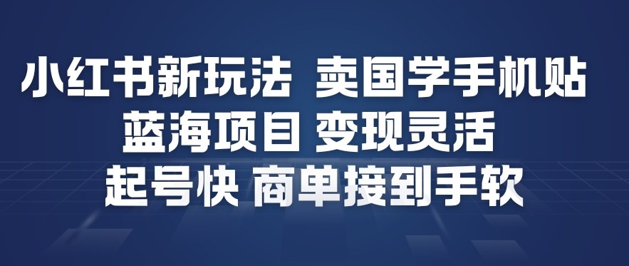 小红书新玩法，卖国学手机贴，蓝海项目，变现灵活，起号快，商单接到手软 - 91资源站-91资源站