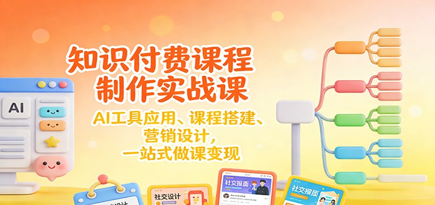 知识付费课程制作实战课：AI工具应用 、课程搭建、营销设计，一站式做课变现 - 91资源站-91资源站