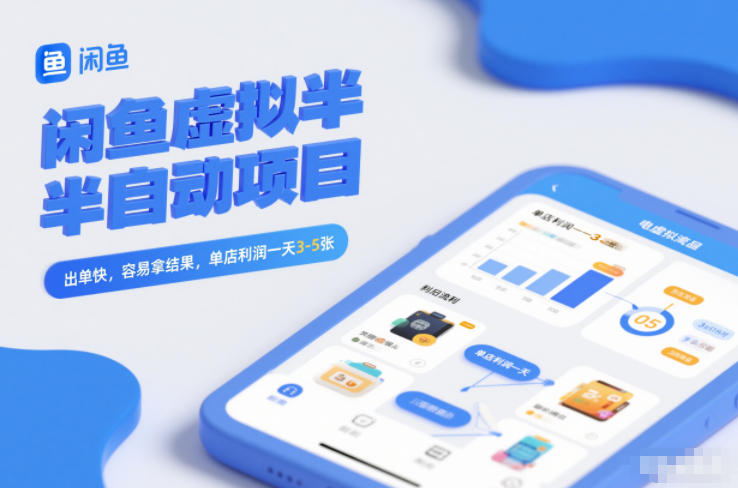 闲鱼虚拟半自动项目，出单快，容易拿结果，单店利润一天3-5张 - 91资源站-91资源站