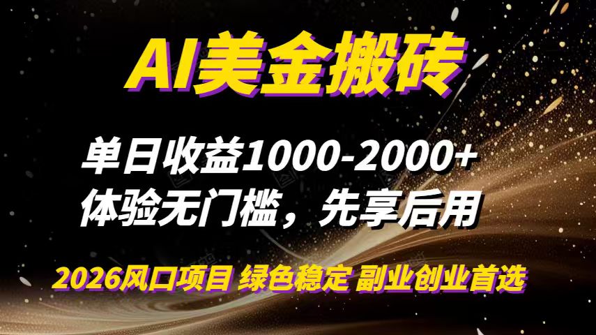 AI美金搬砖，单日收益1000-2000+，2025风口项目，可以副业，可以全职，可以工作室放大 - 91资源站-91资源站